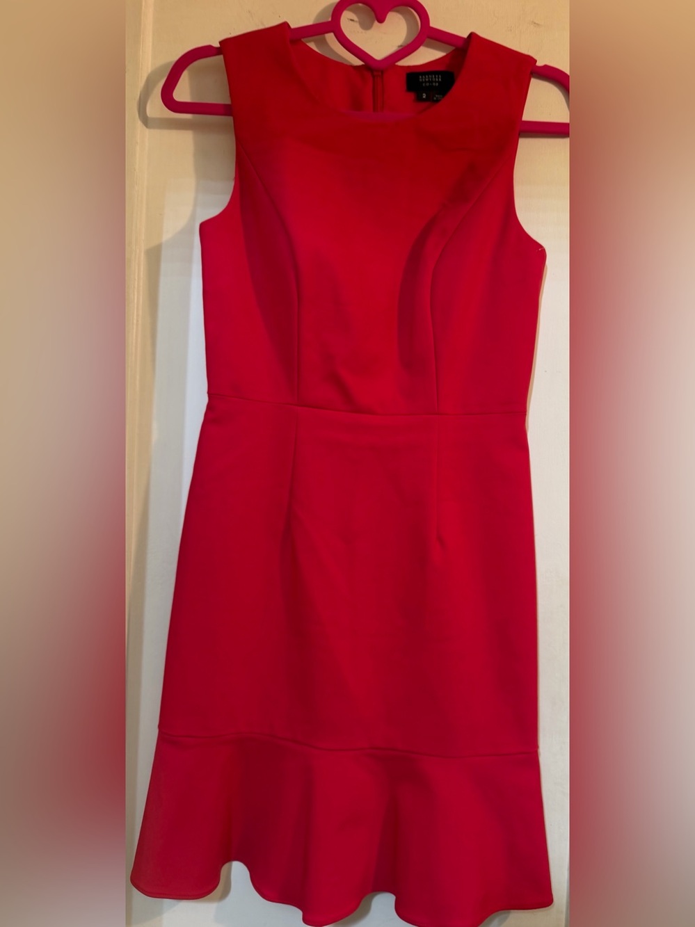 Barneys New York CO-OP Pink Sleeveless Sheath Dress with Flounced Hem